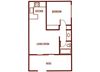 1 bedroom 1 bathroom floor plan at SunVilla Resort Apartments in Mesa, AZ